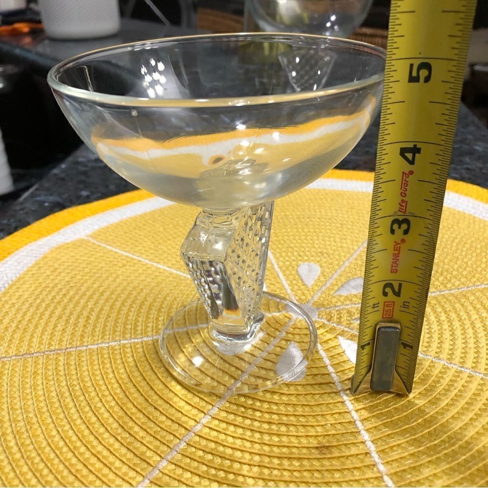 France Martini Champagne Cocktail Stemware Diamond Dimple Stems Glasses Lot/2 - Picture 5 of 7